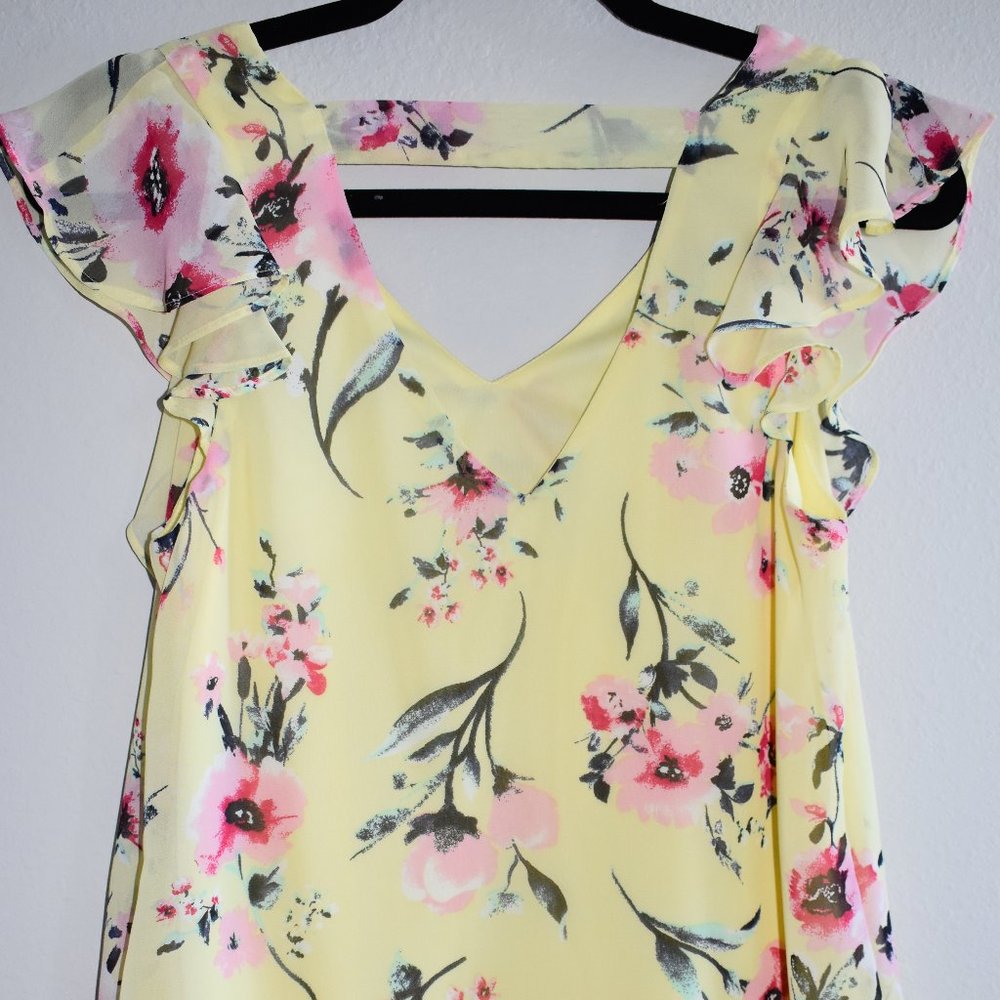 A. BYER FLORAL YELLOW BLOUSE SZ S - Picture 8 of 8